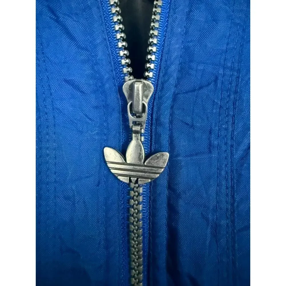 Vintage Adidas Blue Black Hooded Windbreaker Jacket Men's Medium